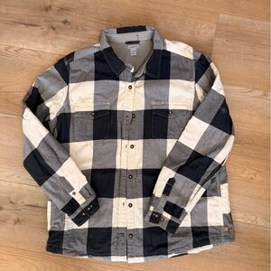 Carhartt Navy and Cream Checkered Button Down Shirt